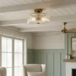 Willa Rustic Round Ribbed Glass Ceiling Light