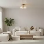 Willa Rustic Round Ribbed Glass Ceiling Light