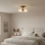 Willa Rustic Round Ribbed Glass Ceiling Light