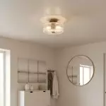 Willa Rustic Round Ribbed Glass Ceiling Light