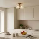 Willa Rustic Round Ribbed Glass Ceiling Light