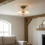 Willa Rustic Round Ribbed Glass Ceiling Light