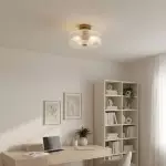 Willa Rustic Round Ribbed Glass Ceiling Light