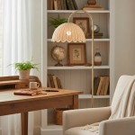 Marlowe Vintage Style Rattan Shade Wood - Based Floor Lamp