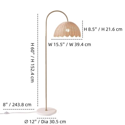 Marlowe Vintage Style Rattan Shade Wood - Based Floor Lamp