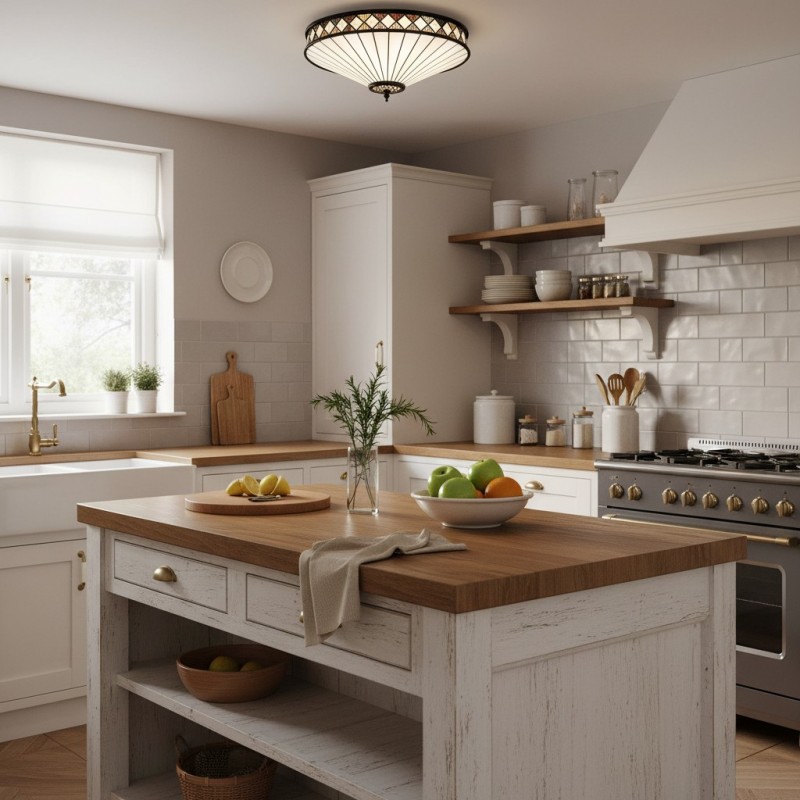 Calypso Tiffany Glass Dimmable Ceiling Light