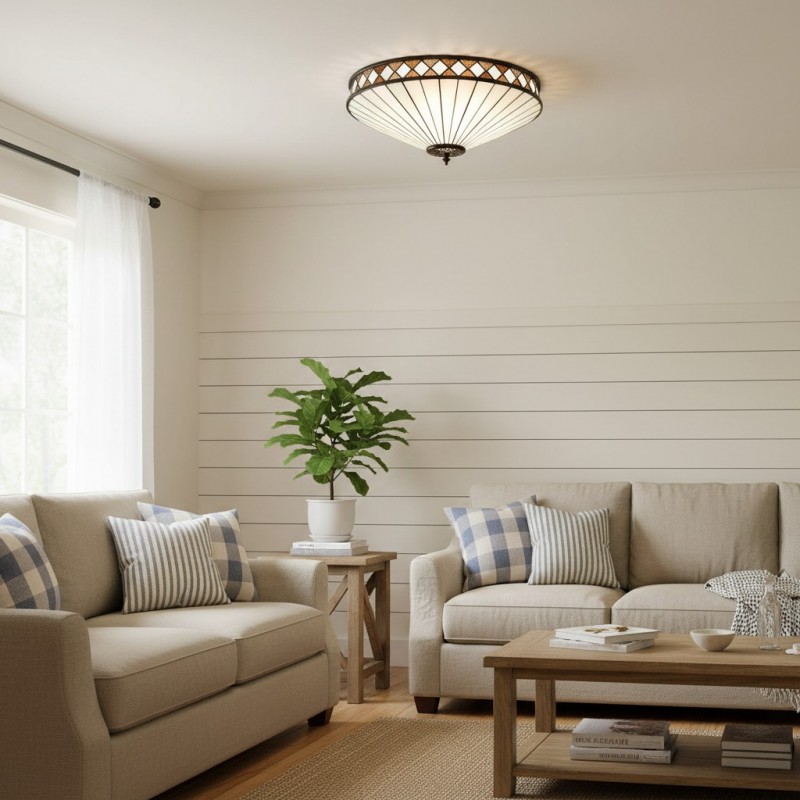 Calypso Tiffany Glass Dimmable Ceiling Light