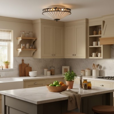 Calypso Tiffany Glass Dimmable Ceiling Light