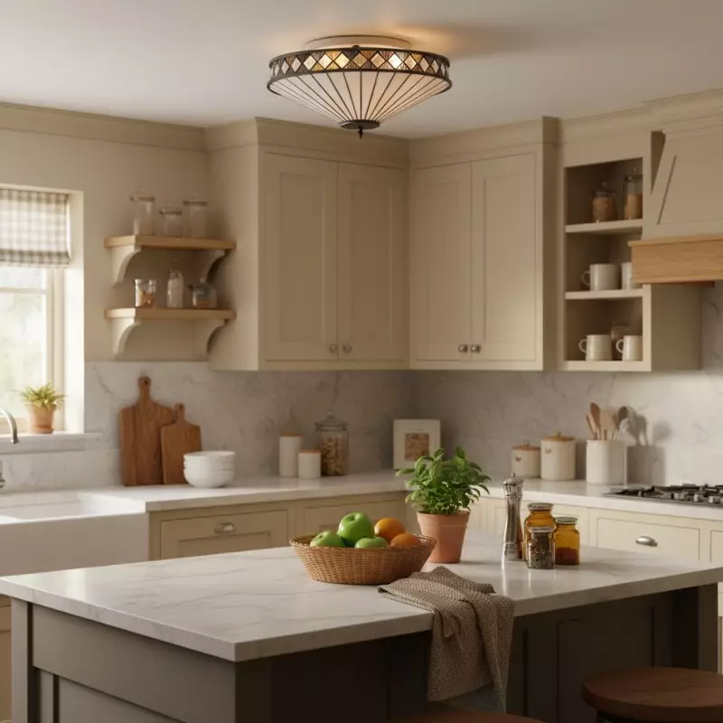 Calypso Tiffany Glass Dimmable Ceiling Light