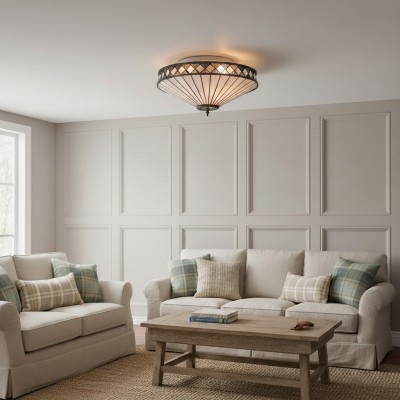 Calypso Tiffany Glass Dimmable Ceiling Light