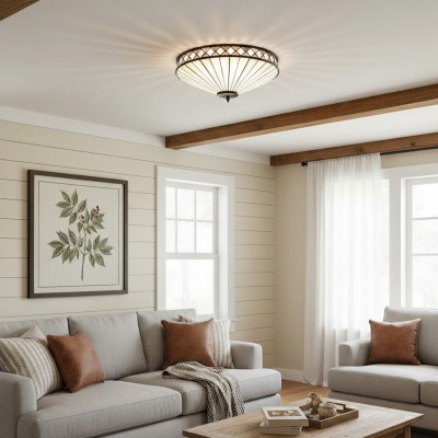 Calypso Tiffany Glass Dimmable Ceiling Light