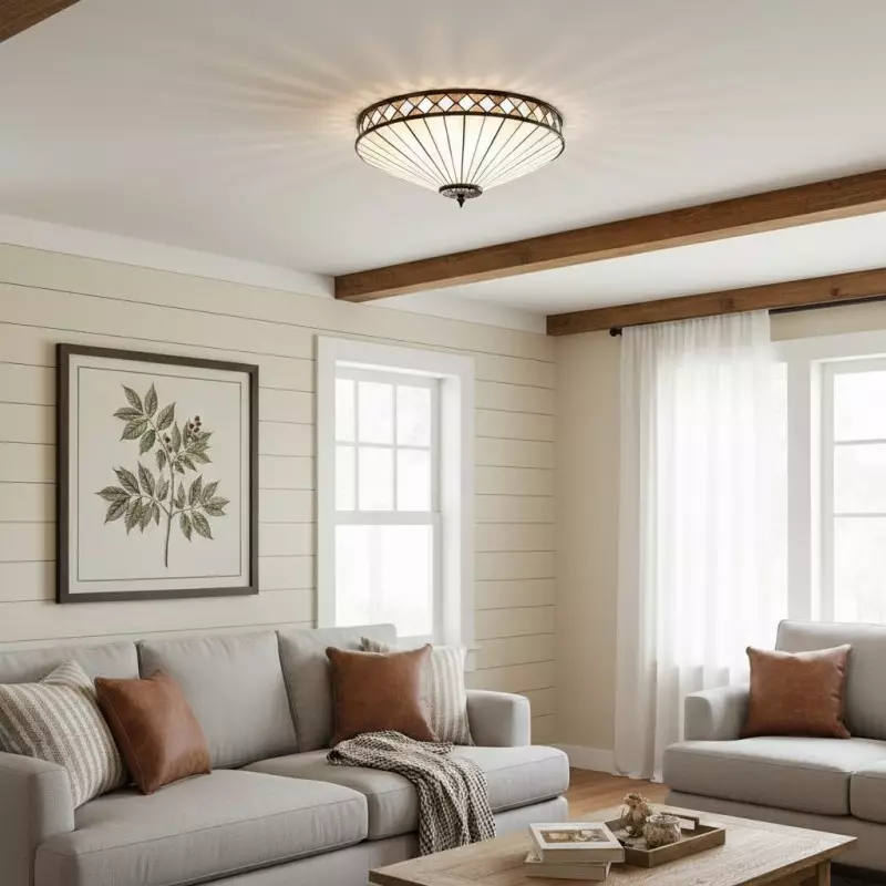 Calypso Tiffany Glass Dimmable Ceiling Light