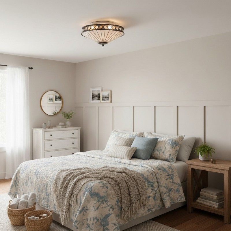 Calypso Tiffany Glass Dimmable Ceiling Light