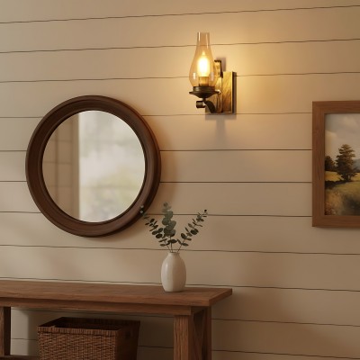 Andrina Retro Verdigris Bronze Kerosene Lamp Shape Sconce