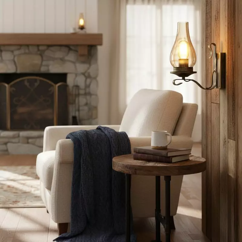 Andrina Retro Verdigris Bronze Kerosene Lamp Shape Sconce