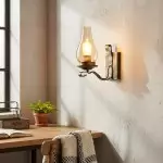 Andrina Retro Verdigris Bronze Kerosene Lamp Shape Sconce