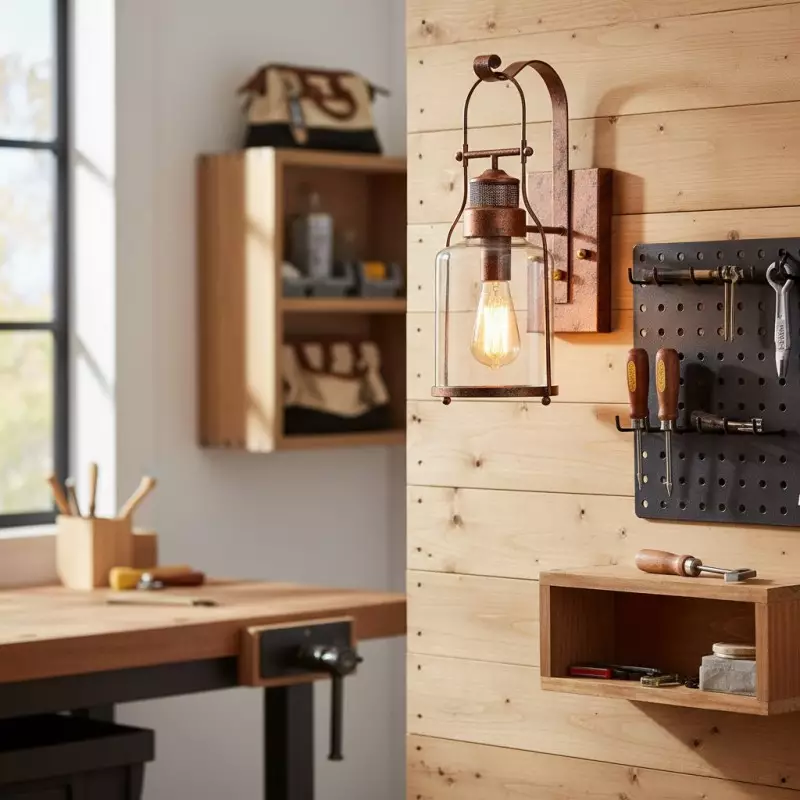 Bureau Industrial Antique Iron Glass Jar Wall Sconce