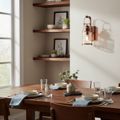 Bureau Industrial Antique Iron Glass Jar Wall Sconce