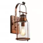 Bureau Industrial Antique Iron Glass Jar Wall Sconce