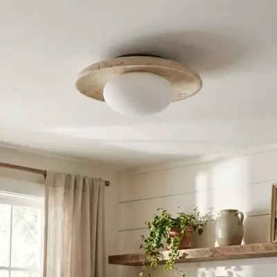 Solindra Modern Travertine Round Ceiling Light