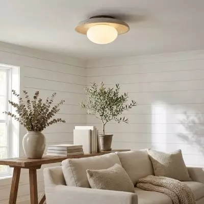Solindra Modern Travertine Round Ceiling Light