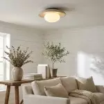 Solindra Modern Travertine Round Ceiling Light