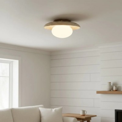 Solindra Modern Travertine Round Ceiling Light