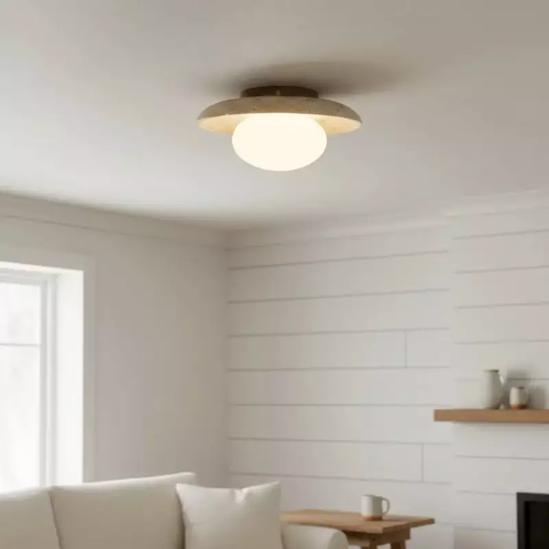 Solindra Modern Travertine Round Ceiling Light