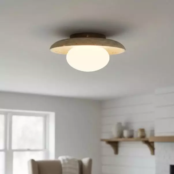 Solindra Modern Travertine Round Ceiling Light