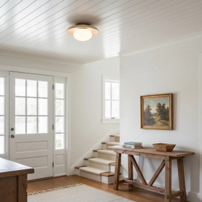 Solindra Modern Travertine Round Ceiling Light