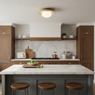 Solindra Modern Travertine Round Ceiling Light