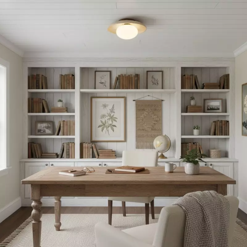 Solindra Modern Travertine Round Ceiling Light