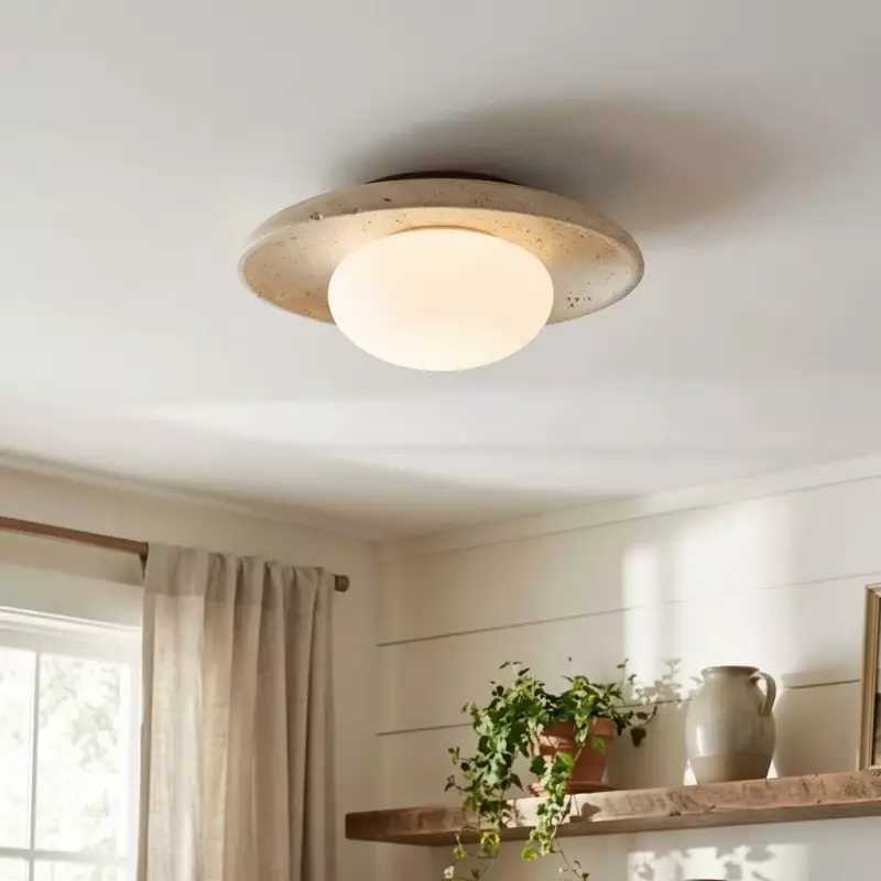 Solindra Modern Travertine Round Ceiling Light