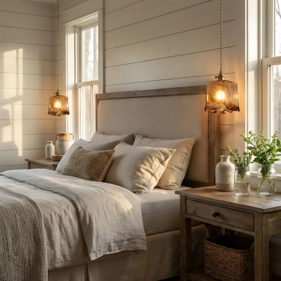 Nyxalis Vintage Brass Glass Pendant Light