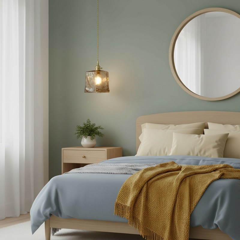 Nyxalis Vintage Brass Glass Pendant Light