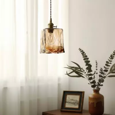 Nyxalis Vintage Brass Glass Pendant Light