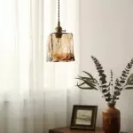 Nyxalis Vintage Brass Glass Pendant Light