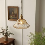 Nyxalis Vintage Brass Glass Pendant Light
