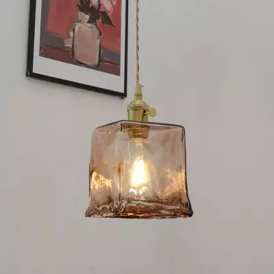 Nyxalis Vintage Brass Glass Pendant Light