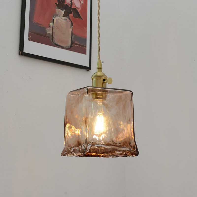 Nyxalis Vintage Brass Glass Pendant Light
