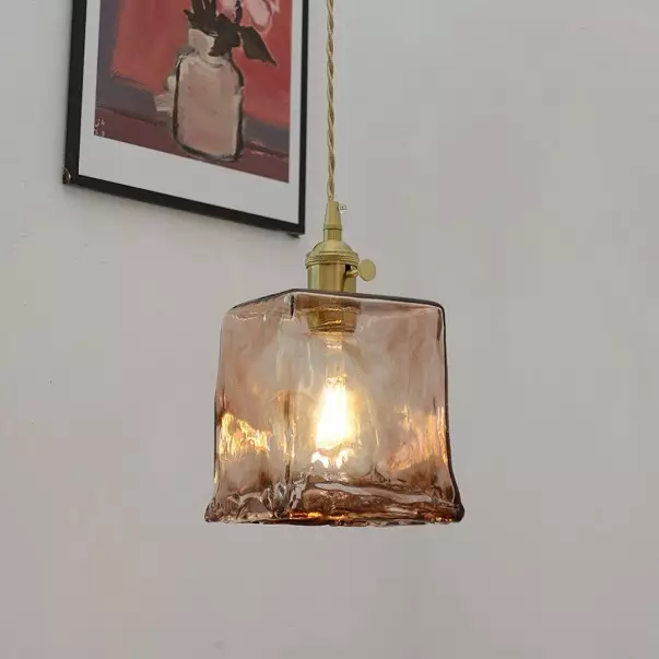 Nyxalis Vintage Brass Glass Pendant Light