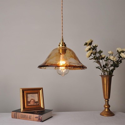 Nyxalis Vintage Brass Glass Pendant Light