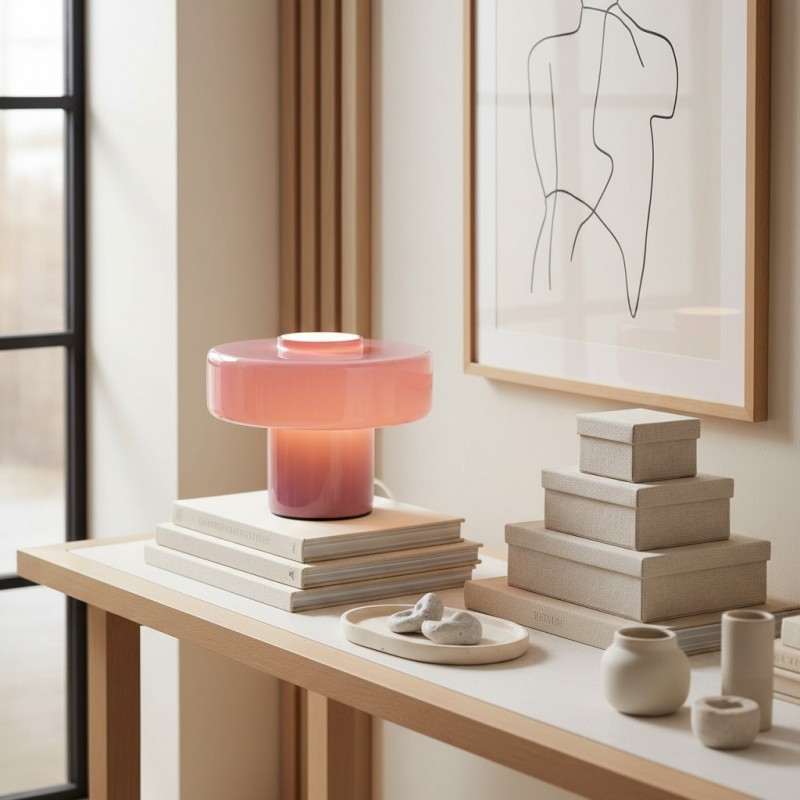 Aetheris Modern Colorful Glass Mushroom Table Lamp