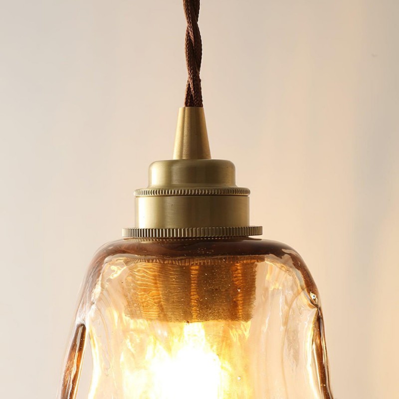 Nyxalis Vintage Brass Glass Pendant Light