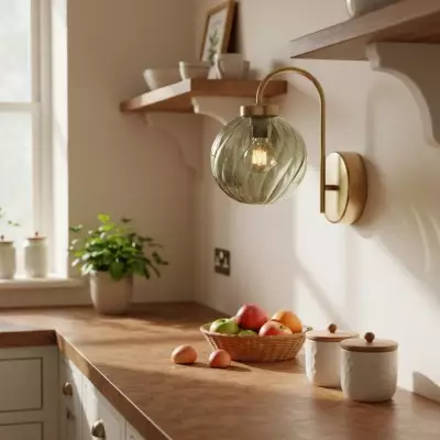 Ondrea Modern Rechargeable Ribbed Glass Globe Sconce