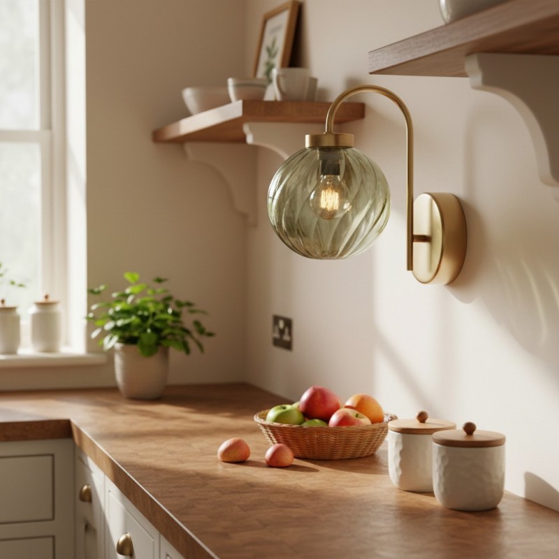 Ondrea Modern Rechargeable Ribbed Glass Globe Sconce