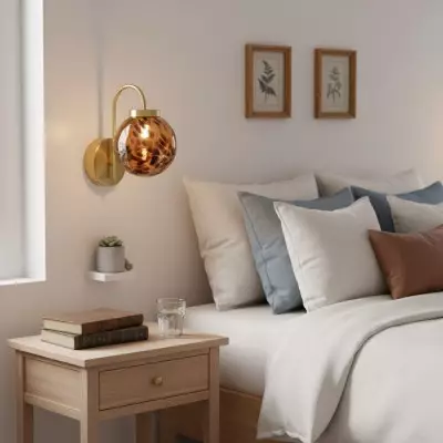 Ondrea Modern Rechargeable Ribbed Glass Globe Sconce