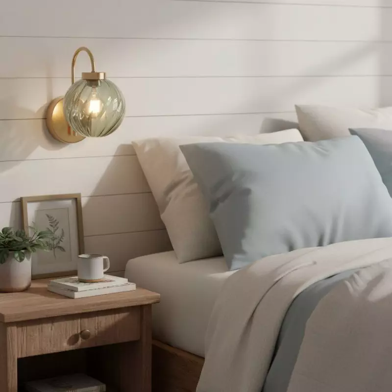 Ondrea Modern Rechargeable Ribbed Glass Globe Sconce