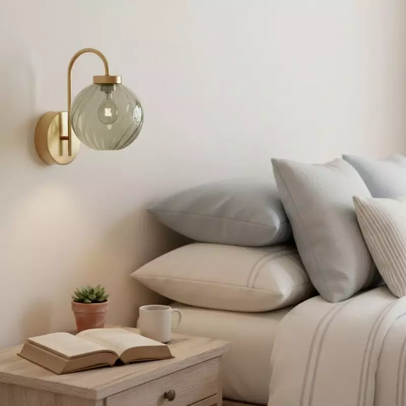 Ondrea Modern Rechargeable Ribbed Glass Globe Sconce