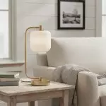 Zirel Modern Ribbed Touch Brass Glass Table Lamp
